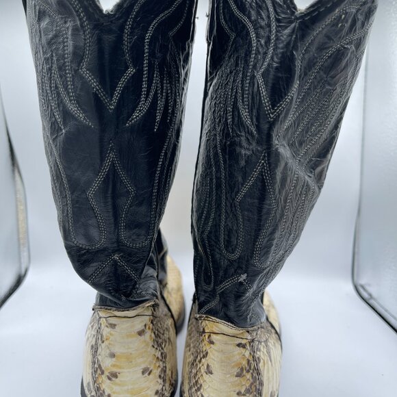 🔥 Vintage Python & Leather Cowboy Boots – Size 8M – Two-Tone Western Realness - Picture 5 of 15